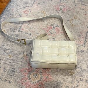Cream Woven Leather Bag